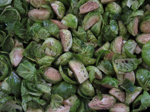 coat brussel sprouts with seasoning